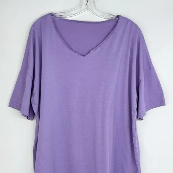 Women Blouse Size 2XL Pretty Purple Pull Over Short Sleeve! - Picture 3 of 11
